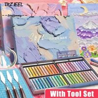 Tkzieel Bút chì màu 24 / 36 / 48 màu, kèm bộ dụng cụ Bút chì siêu mềm cổ điển, Dụng cụ vẽ tranh Morandi Macaron đa năng