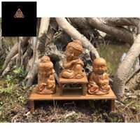 [TL] Tượng gỗ bách xanh tam thế phật bản mini. Trang trí nội thất gia đình, xe hơi, làm quà tặng. Tượng chibi có bán lẻ