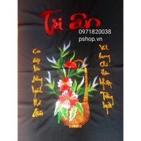 [TL037] Tranh Hoa cỏ - Tranh thêu thành phẩm Giỏ hoa Tri ân ngày nhà giáo 50x70