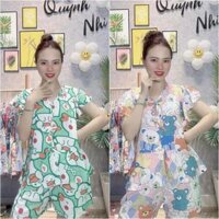 Tl126_bộ Tole Lanh Quần Đùi Áo Phối 3 Nơ, Size 40-85kg