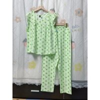 TLD200_đồ Bộ Tole Lanh Quần Dài Áo Cánh Tiên Hoa Nhí, Size 40-85kg Nữ Women