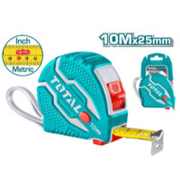 TMT126101 TOTAL Thước kéo thép nền vàng 10 mét vỏ cao su