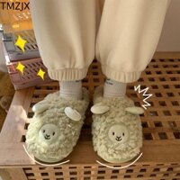 Tmzjx Dép Cừu Lông Tơ, Dép Đi Trong Nhà Mùa Đông Ký Túc Xá Chống Trượt, Phòng Ngủ Kawaii Sang Trọng Lông Ấm Áp Dép Đi Trong Nhà Bé Gái