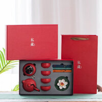 TN Bộ Ấm Chén Uống Trà Gốm Phúc Kiến Cao Cấp Bộ 1 Ấm 4 Ly Kèm Hũ Đựng Trà Đế Đốt Trầm Tặng Hương Trầm Và Hộp Quà Sang Tr