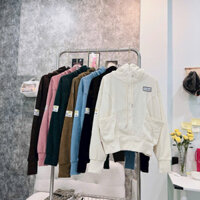 [TN04] Áo khoát của nữ lửng nhung gân len túi ngang có nón 2 lớp thêu mặt cười rất hot cực chất-A2211