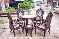 TN24 Bộ bàn ghế trúc kép gỗ gụ ( Anh Bình , Quảng Trị )