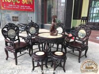 TN63 Bộ bàn ghế trúc đơn 7 món gỗ gụ ( Anh Tiến, Bình Thuận )