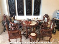 TN63 Bộ bàn ghế trúc dưa gỗ gụ ta quảng bình 7 món ( Anh Cảnh, Quảng Ninh )