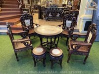 TN73 Bộ Bàn Ghế Trúc Kép Gỗ Gụ 7 Món Hàng Đục tay Kỹ ( Anh Tùng, Phú Thọ )