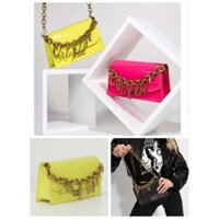 TNS-Túi cặp nách kèm clutch [HOTTREND] VSJ crossbody bag-[TÚI DA THẬT]-màu neon và hồng fuchsia phối chain sang chảnh