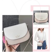 TNS-Túi đeo chéo form bầu da thật cao cấp Katie leila saddle bag-tone pastel trắng hồng sang trọng