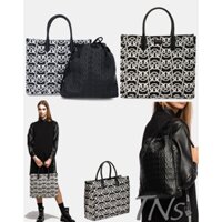 TNS-Túi tote canvas kèm balo da Pinkio big size tote-trắng đen phối