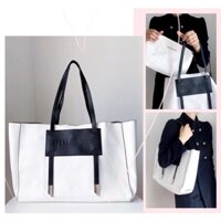 TNS - Túi tote da thật big size [HOTTREND] Steven Maden shopper bag-[TÚI TOTE BIG SIZE] -trắng đen sang chảnh