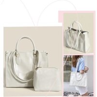 TNS -Túi tote form vuông công sở laptop siêu [HOTTREND] Shopping tote bag-[TÚI TOTE DA TRENDY]-trắng crocs sang trọng