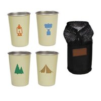 To 4 chiếc Cốc rượu bia 350ml Cốc cắm trại có thể xếp chồng lên nhau Cốc uống nước bằng thép không gỉ
