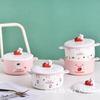 Tô ăn mì, bát ăn dặm hình mèo dễ thương Cat love strawberry