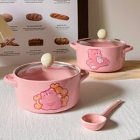 Tô ăn mì có nắp bằng sứ hình Gấu Care Bear dễ thương