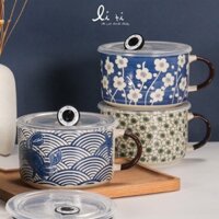 Tô ăn mì gốm Nhật tay cầm có nắp