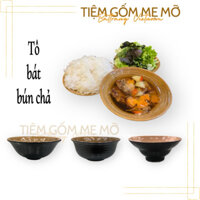 Tô Bát bún chả men đen lòng nâu gốm gốm sứ Bát Tràng (nhận in logo thương hiệu số lượng lớn)