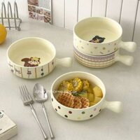 Tô bát sứ trơn màu Pastel có tay cầm chịu nhiệt, bát ăn ngũ cốc trái cây tô dĩa ăn cơm mì salad |Chanhhomedecor|