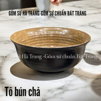 Tô bún chả gốm sứ Bát Tràng cao cấp men đen lòng nâu gốm hạt tiêu