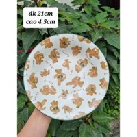 Tô cạn/ đĩa sâu lòng họa tiết gấu bear cute gốm sứ Nhật vintage