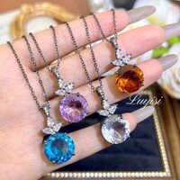 Tổ Chim Cắt Đá Quý Mặt Dây Chuyền Vòng Cổ Kim Cương Carbon Cao Cấp Siêu Nhấp Nháy Lớn Carat Bầu Trời Đầy Sao Cắt Hồng Kim Cương Xương Đòn Dây Chuyền