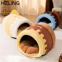 Tổ chó HZLING, Túi ngủ mèo bán kín chống trượt, Giường thú cưng mềm mại ấm áp thoải mái