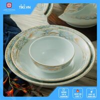 Tô choãng hoa dây tô đựng canh sứ trắng cao cấp Long Phương - 8 inch