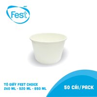 Tô giấy Fest trơn có năp 260, 520, 850 ml 50 cái/pack, an toàn cho sức khỏe người tiêu dùng. Hàng nhập khẩu Thái Lan