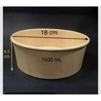 Tô giấy karft 1500ml kèm nắp pp đựng phở đựng bún