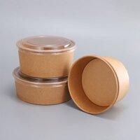 Tô Giấy Kraft size 750ml - 1000ml(set 50hộp kèm nắp PET)