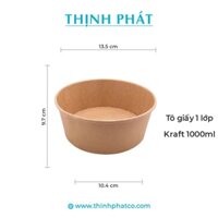 Tô Giấy Thịnh Phát 1 Lớp Dung Tích 1000ml Giấy Kraft An Toàn Thân Thiện Với Môi Trường Lốc 200 Cái