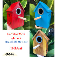 Tổ gỗ mái nhà dành cho chim, vẹt dòng nhỏ như : finch, yến phụng, 7 màu, lovebird, ....