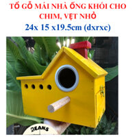 Tổ gỗ mái nhà ống khói dành cho chim nhỏ vẹt nhỏ như yến phụng, bạc má, lovebird,...có lõm gom trứng
