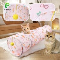 Tổ lều mèo ORNOOU, Đường hầm chơi mèo có thể gập lại kênh thẳng dài, sáng tạo với bóng lông in hình kênh vuông cho mèo Đồ chơi vui nhộn tương tác