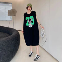 Tơ lụa giả cotton #   Áo thun không tay mới mùa hè, dài vừa, cá tính, ngọt ngào, mát mẻ, đầm vest nữ, Nhật ký Mege JV1I