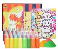 Tô màu tranh cát cho bé trai, bé gái sand painting (Bộ 50 tranh cát - kèm 24 lọ cát mầu)