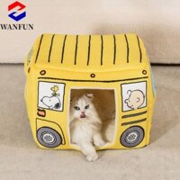 Tổ mèo mùa đông RADIANTEDGE, Chuồng chó con ấm áp đa năng có thể gập lại, Tấm lót giường cho thú cưng Hoạt hình Giường nhà cho thú cưng bán kín mềm mại cho chó con