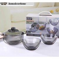 Tô Mì Ăn Liền Bằng Thủy Tinh Có Tay Cầm Và Nắp Đậy Tiện Dụng Cho Học Sinh/ Ký Túc Xá