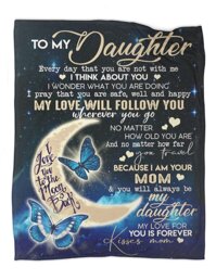 to My Daughter Blanket from Mom Family Love Quilt Letter Printed Quilts Mom for Daughter's Air Mail Blanket Positive Encourage and Love Daughte...