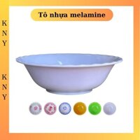 Tô nhựa melamine loại tô nhựa bèo cạn màu trắng, vàng, xanh, hoa văn dùng làm tô hủ tíu, tô bán bún KNY