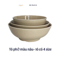 Tô nhựa Melamine màu nâu vàng kem đựng phở bún kích thước lớn