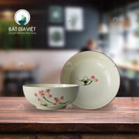 Tô nông S2 sen đỏ gốm sứ Bát Tràng Rộng 20cm x Cao 7.5cm