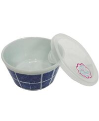 Tô sứ có nắp đậy cỡ nhỏ – mẫu họa tiết xanh