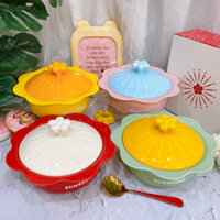 Tô sứ có nắp Decor đựng đồ ăn - Tô mặt trời Sunshine siêu xinh 850ml