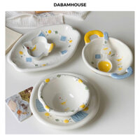 Tô Sứ Có Quai Dabam House, Chủ Đề Chú Chim Và Hoa Hồng Vàng, Phong Cách Hàn Quốc