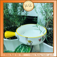 Tô Sứ Đựng Salad Có Quai Cầm Họa Tiết Dễ Thương - Đồ Sứ Decor Xinh Xắn