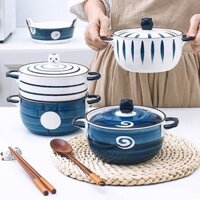 Tô Sứ, Thố Sứ Có Nắp Đậy Tiện Dụng, Tô Ăn Mì Nhiều Mẫu Dễ Thương Dung Tích 800ml