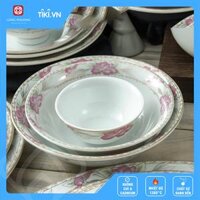 Tô sứ , tô canh sứ ,tô sứ ăn phở,bát đẹp,bát sứ, tô choãng sứ cao cấp Long Phương decor hoa dây hồng - 7inch